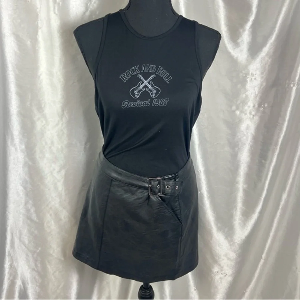 ZARA TRF Black Faux Leather Mini Moto Skirt Size M | Edgy Streetwear Night Out